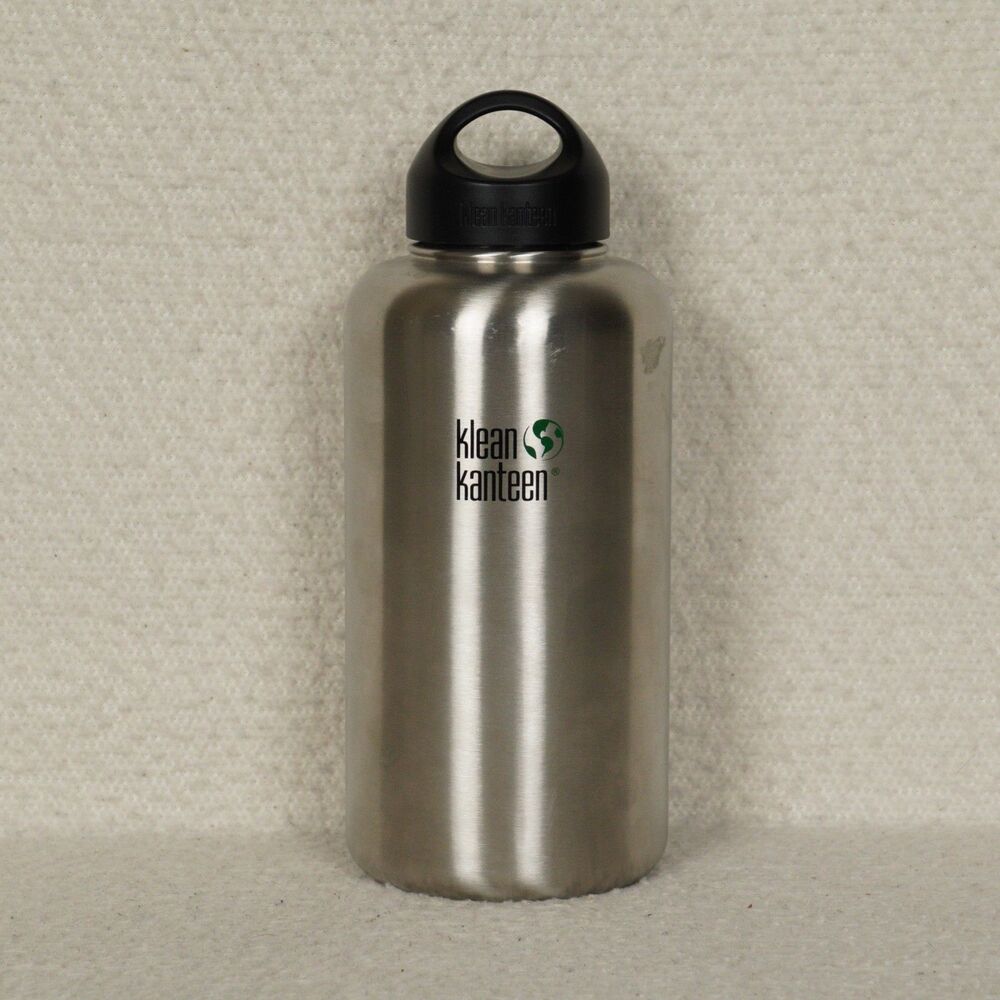 Klean Kanteen 64 oz Wide Mouth Water Bottle Stainless Steel Loop Cap 1900 ml